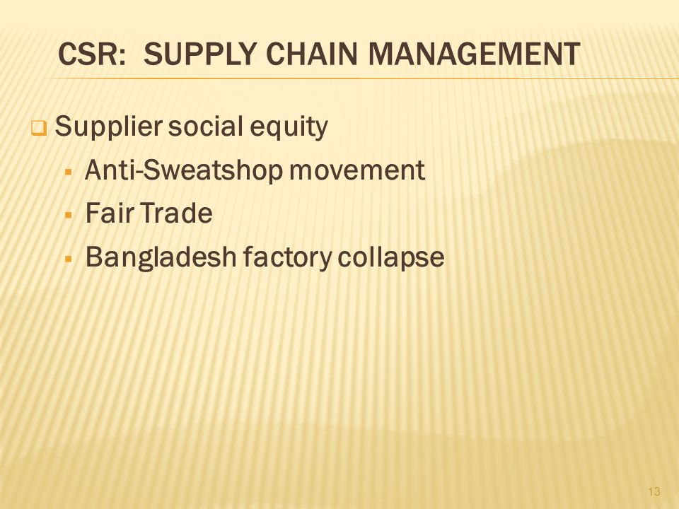 CSR: Supply Chain management