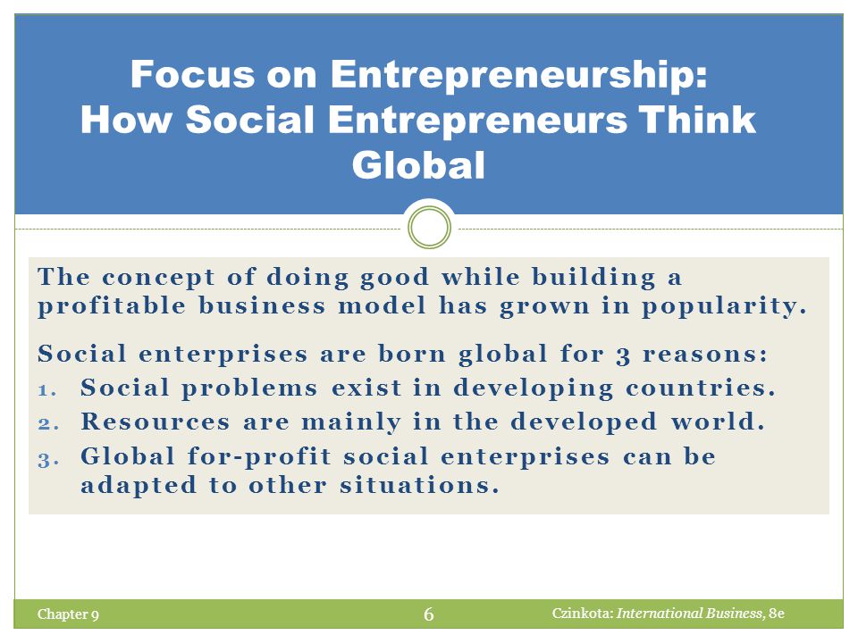 Focus on Entrepreneurship: How Social Entrepreneurs Think Global