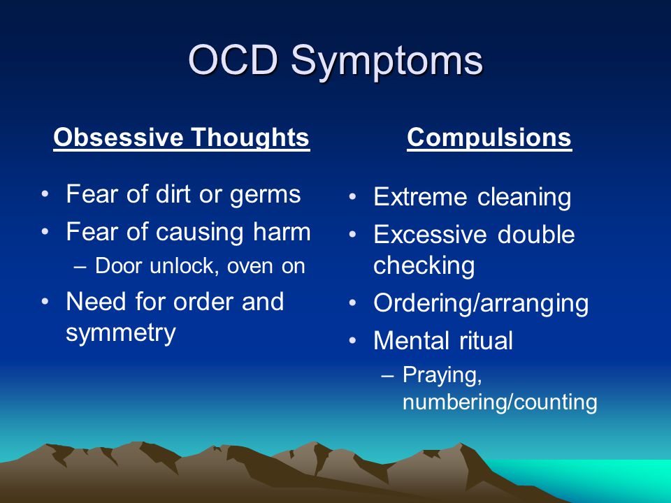 OCD Symptoms Obsessive Thoughts Fear of dirt or germs
