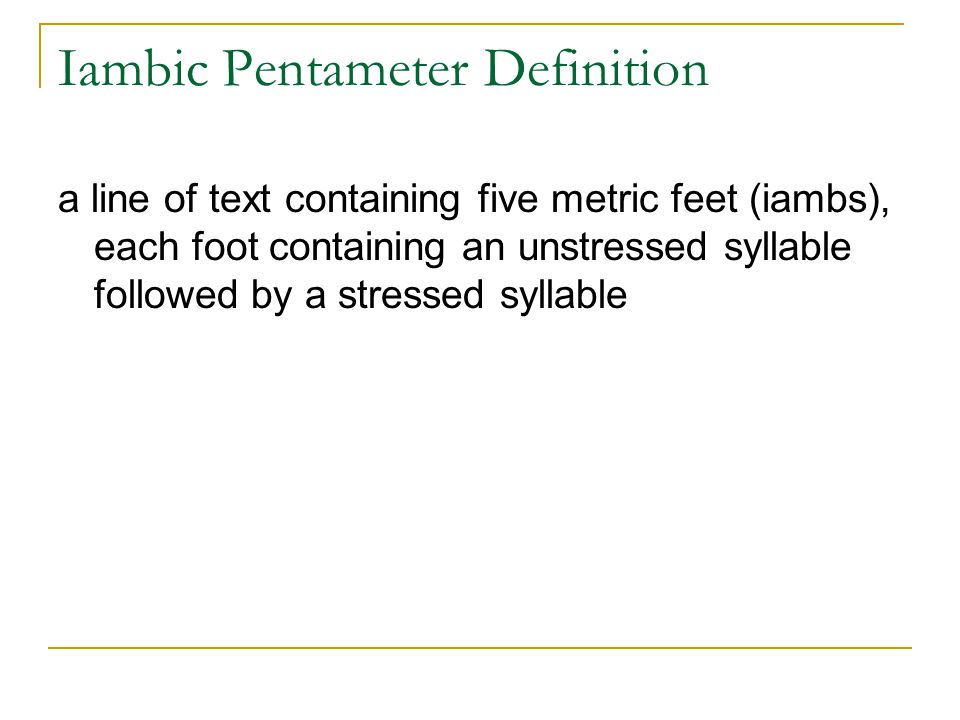 Iambic Pentameter Definition