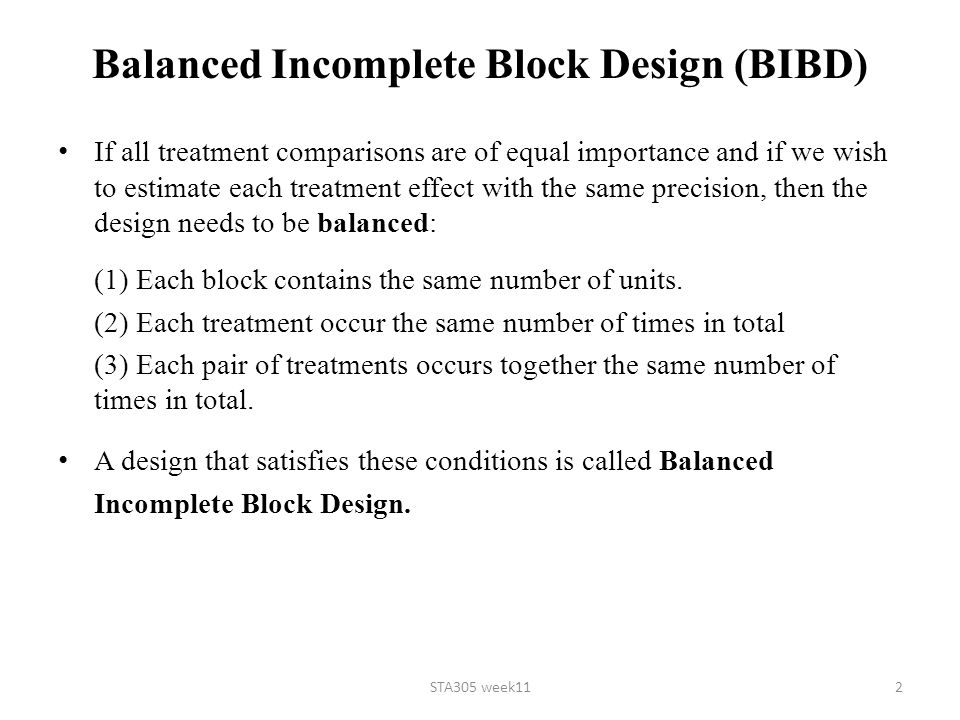 Incomplete Block Designs - ppt video online download