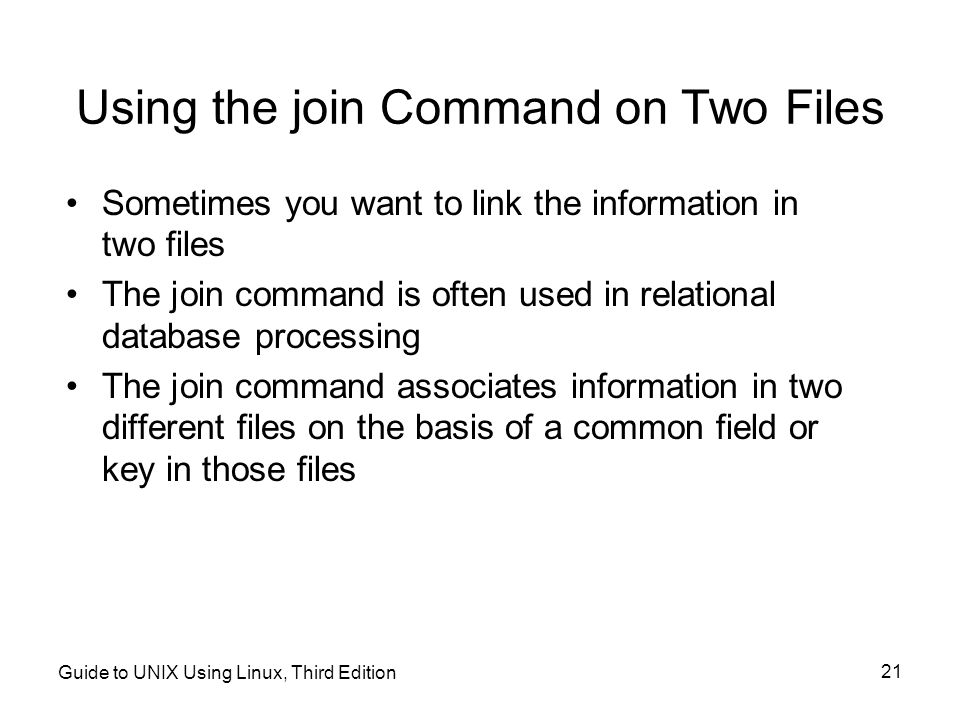 Using the join Command on Two Files