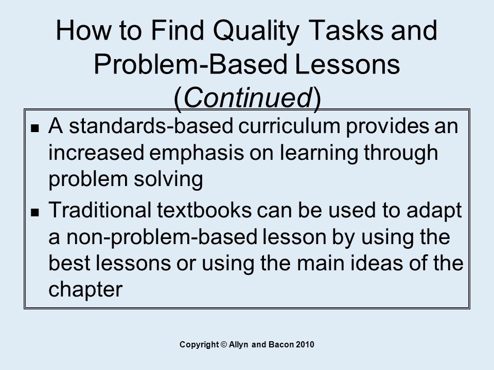 How to Find Quality Tasks and Problem-Based Lessons (Continued)