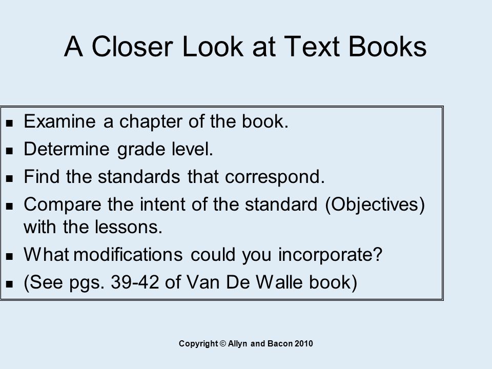 A Closer Look at Text Books
