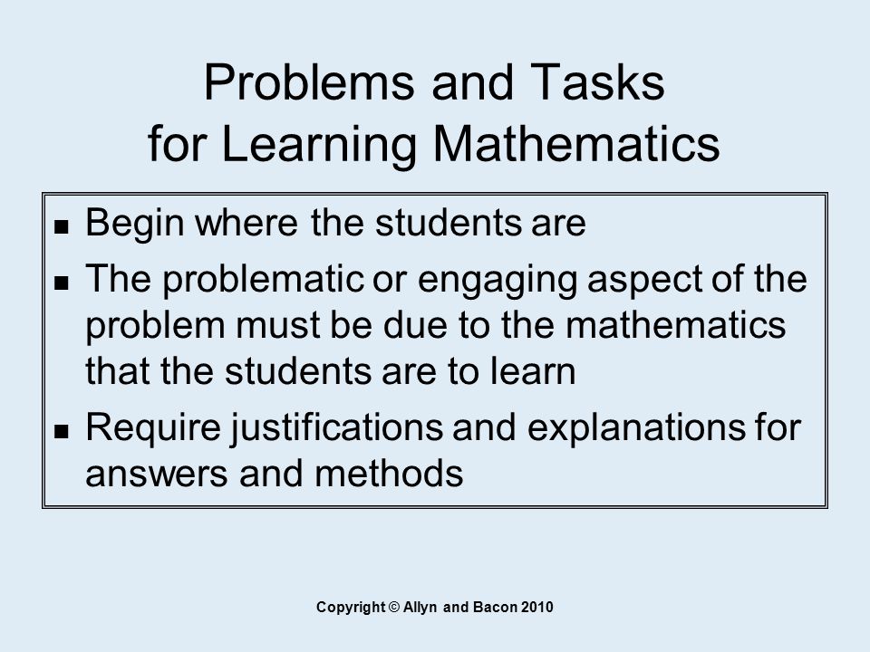 Problems and Tasks for Learning Mathematics