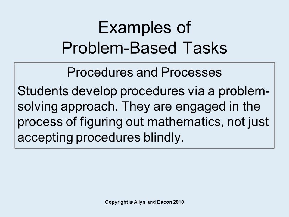Examples of Problem-Based Tasks