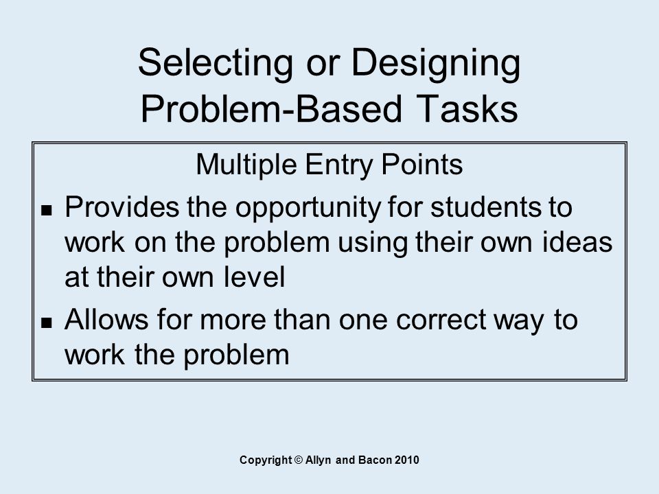 Selecting or Designing Problem-Based Tasks