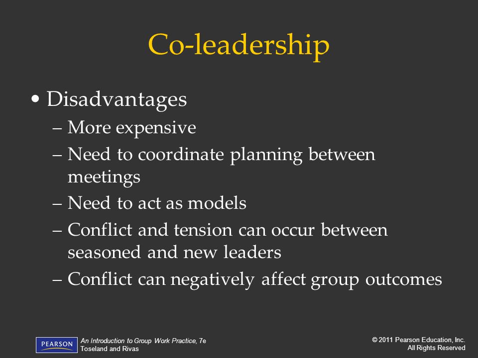 Co-leadership Disadvantages More expensive