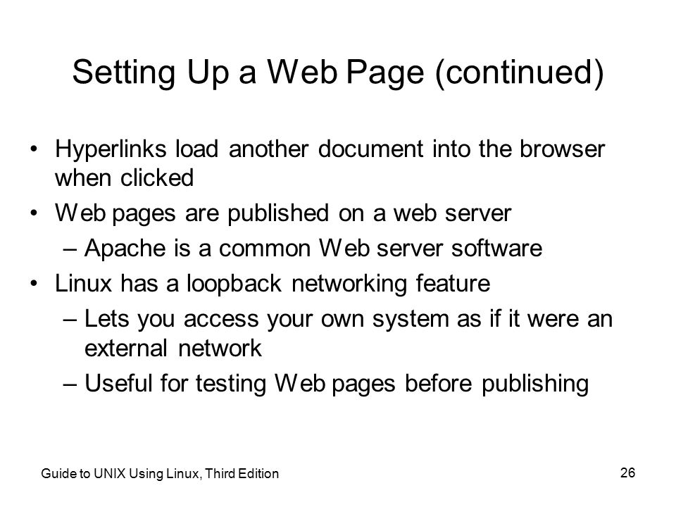 Setting Up a Web Page (continued)
