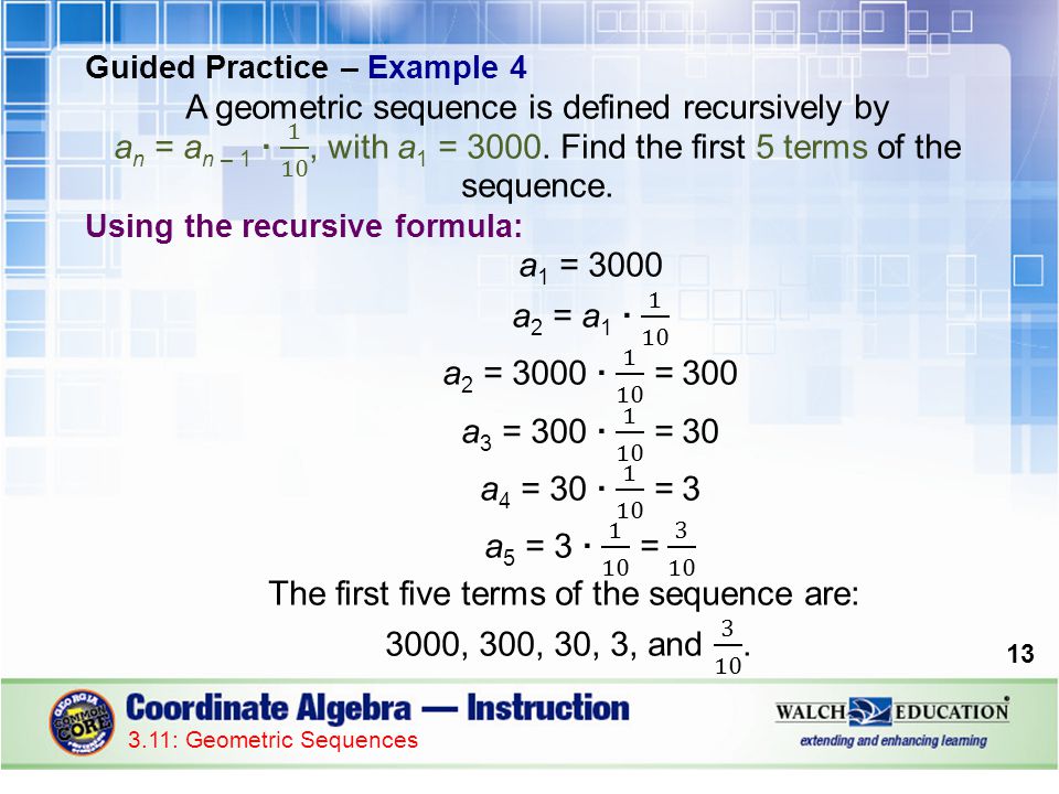 The first five terms of the sequence are: