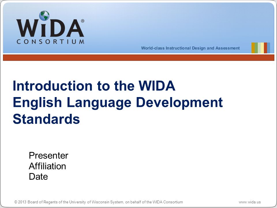 Introduction to the WIDA English Language Development Standards