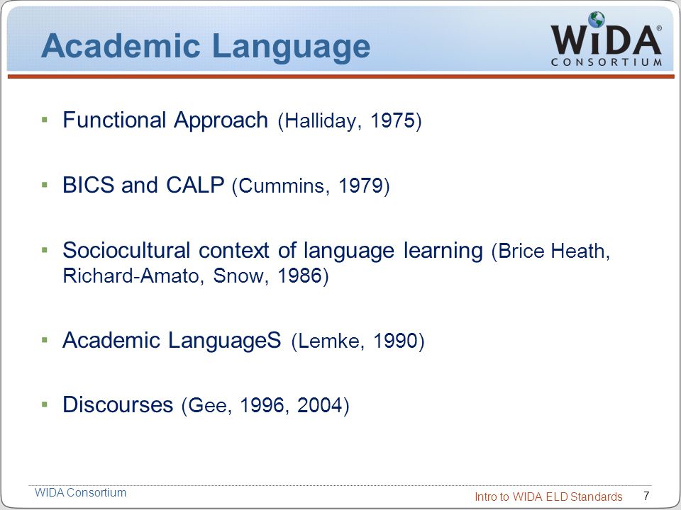Academic Language Functional Approach (Halliday, 1975)