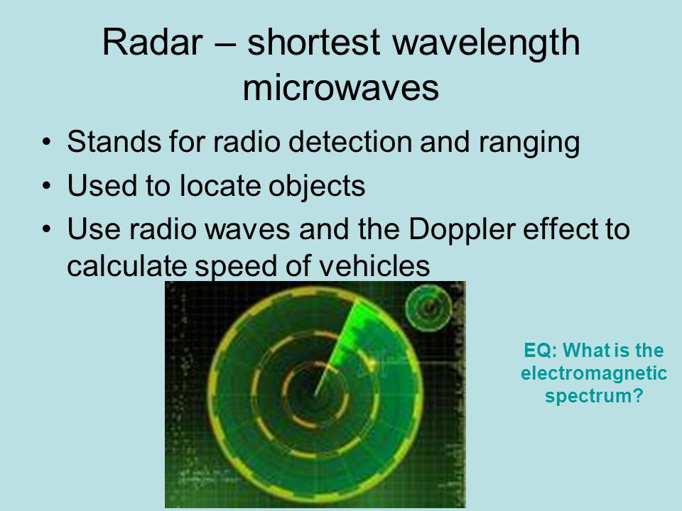 Radar – shortest wavelength microwaves