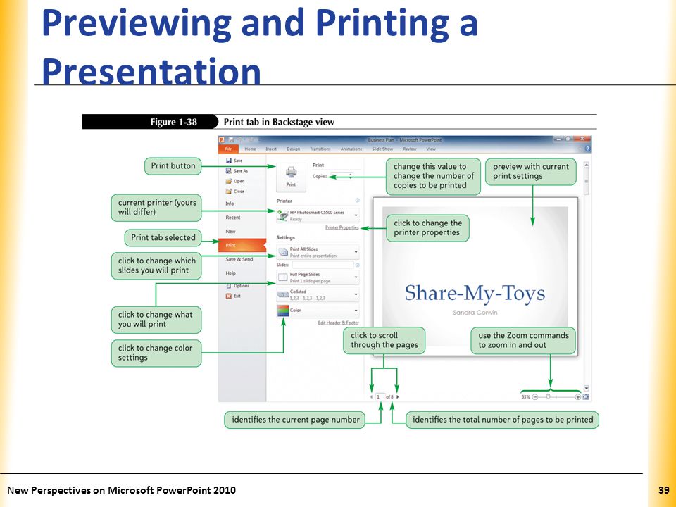 Previewing and Printing a Presentation