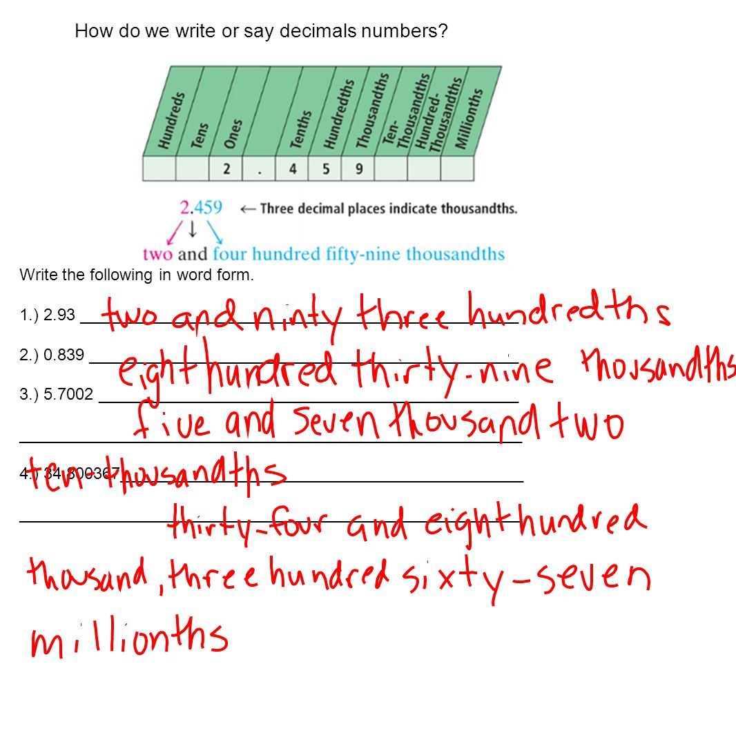 Examples Reading Writing And Comparing Decimals Ppt Video Online Download Examples Reading Writing And Comparing Decimals Ppt Video Online Download
