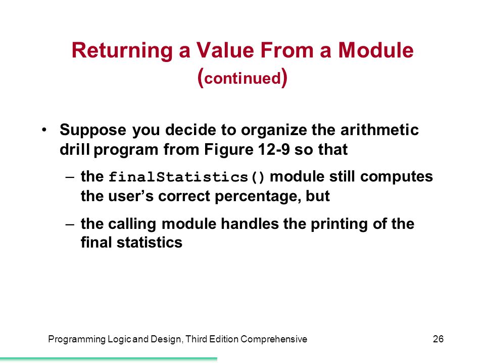 Returning a Value From a Module (continued)