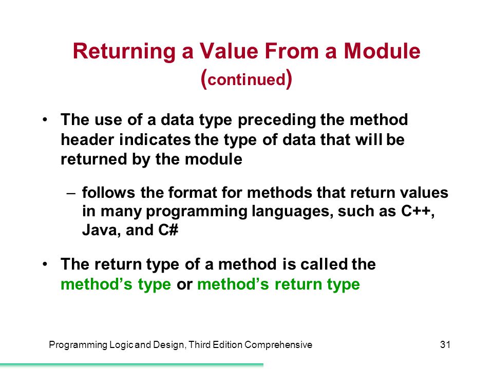 Returning a Value From a Module (continued)