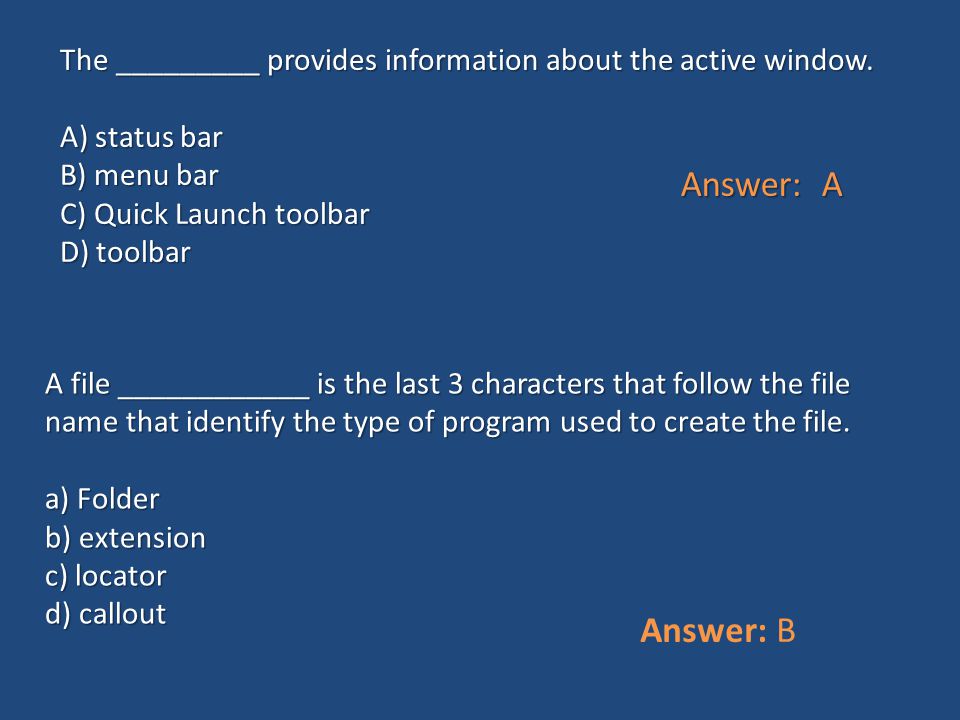 The _________ provides information about the active window.