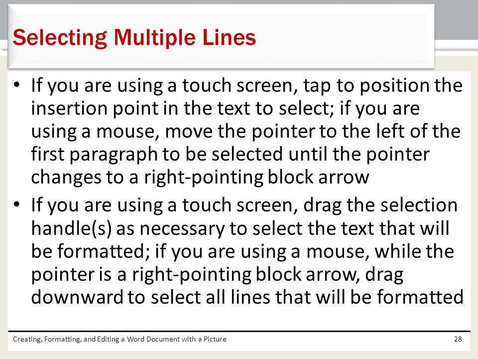 Selecting Multiple Lines