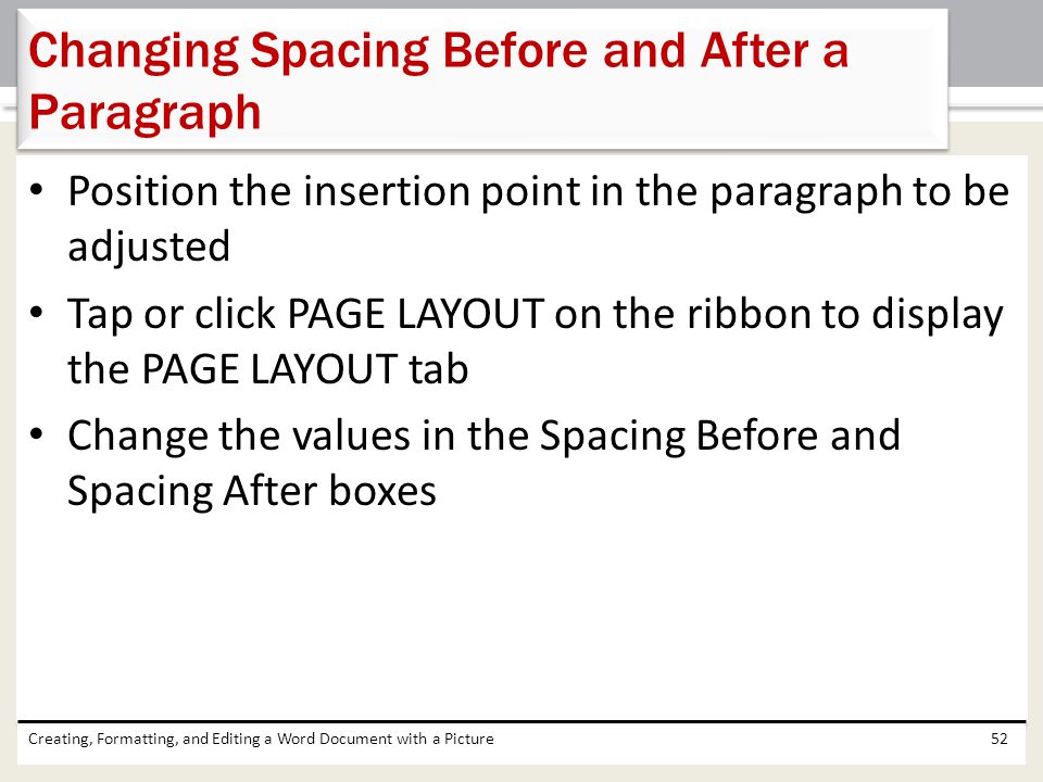 Changing Spacing Before and After a Paragraph