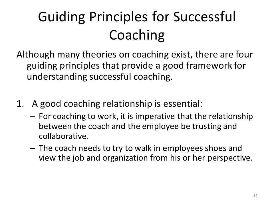 Guiding Principles for Successful Coaching