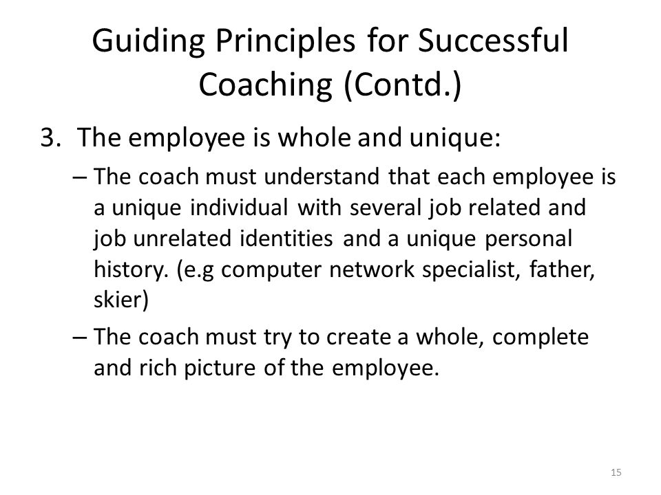 Guiding Principles for Successful Coaching (Contd.)