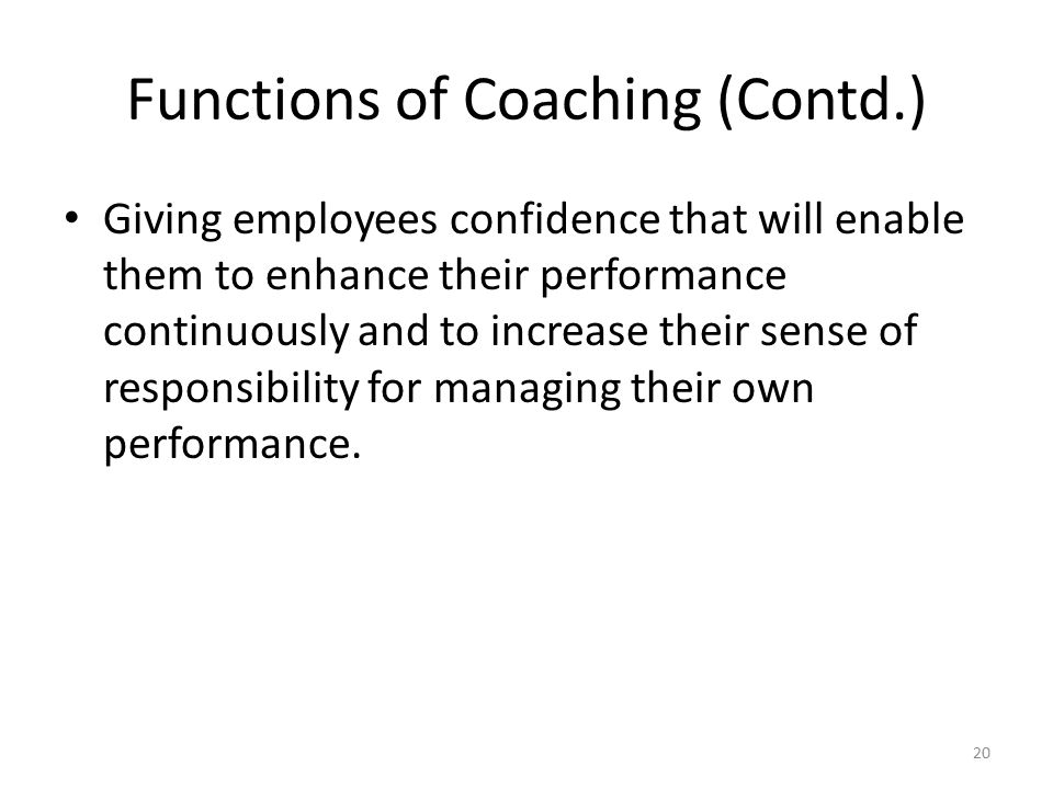 Functions of Coaching (Contd.)
