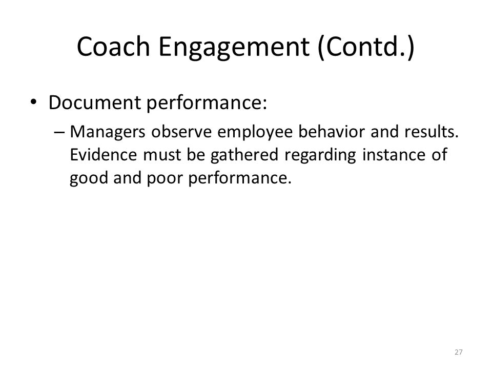 Coach Engagement (Contd.)