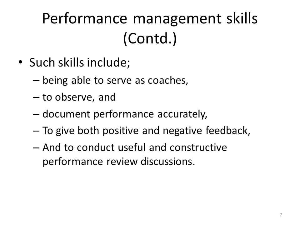 Performance management skills (Contd.)