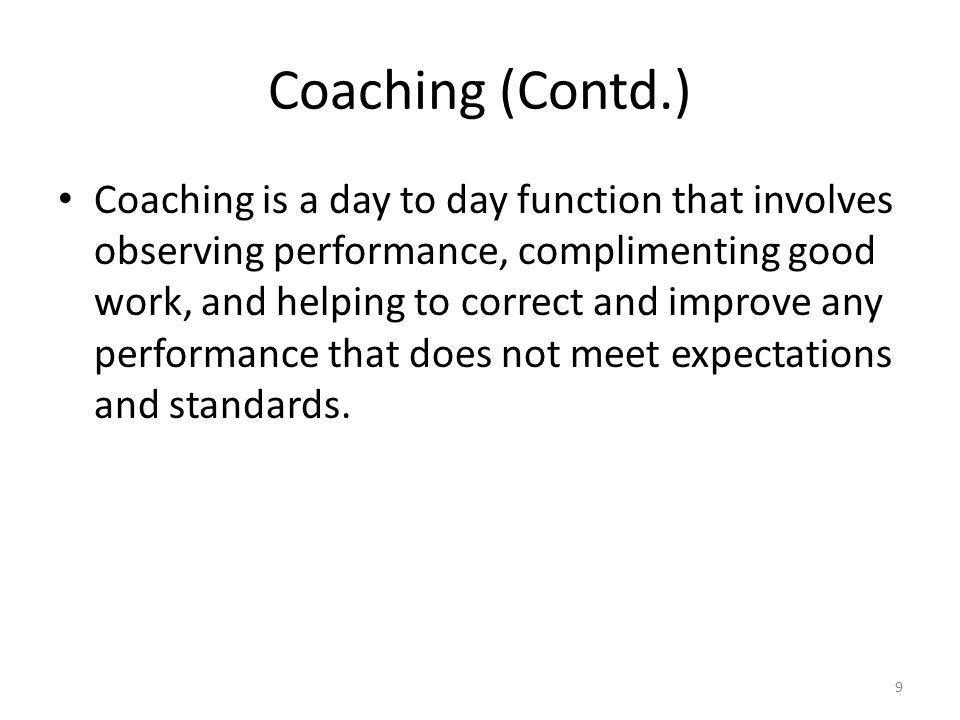 Coaching (Contd.)