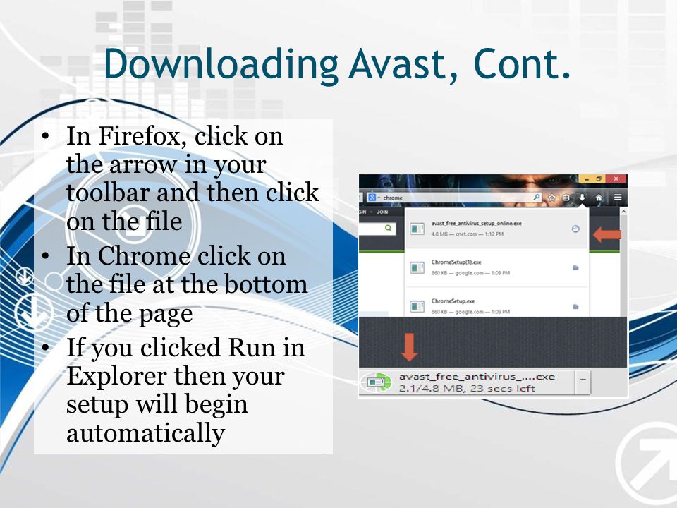 Downloading Avast, Cont.