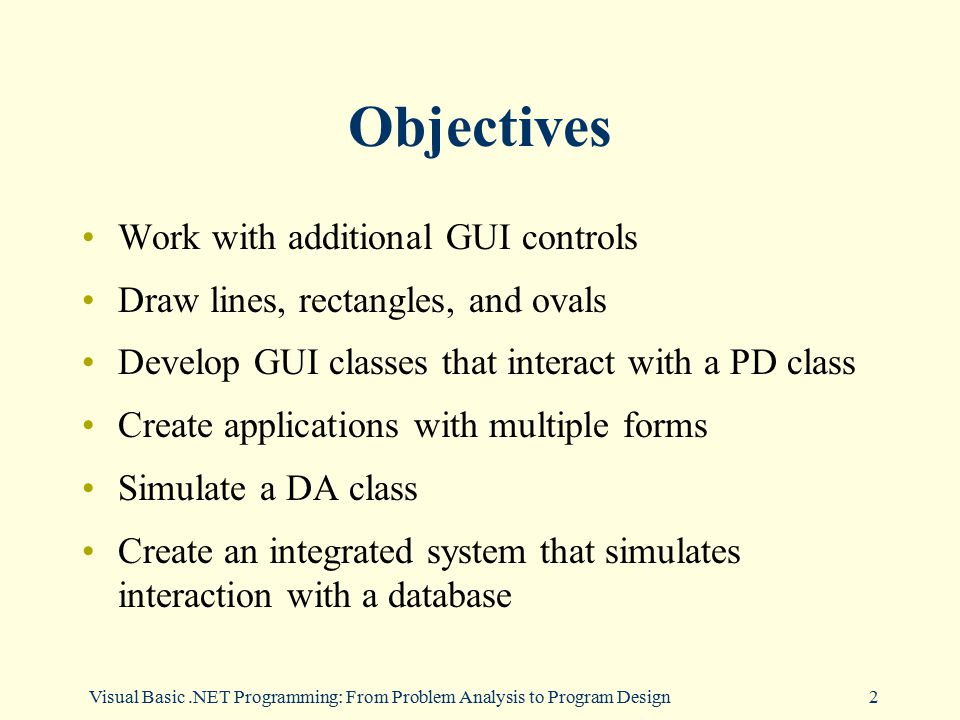 Visual Basic .NET Programming: From Problem Analysis to Program Design