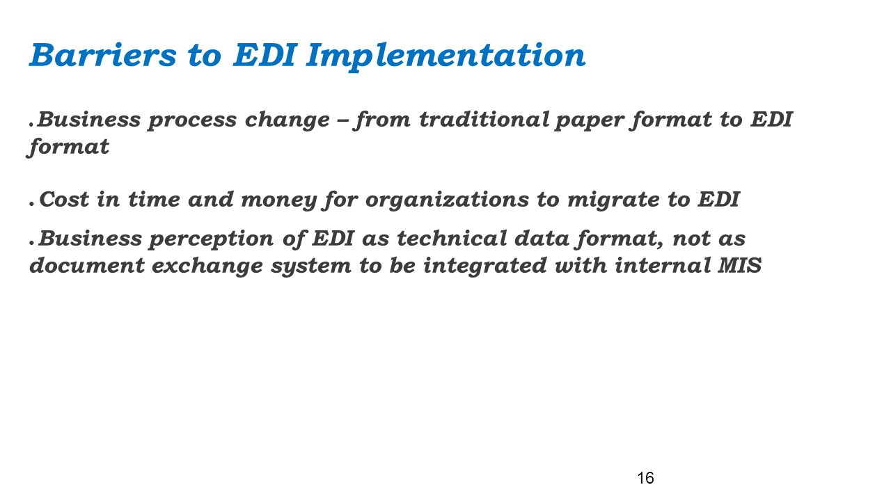 Barriers to EDI Implementation