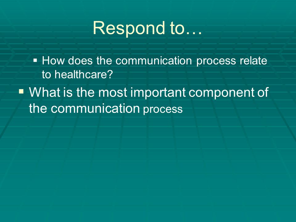 Respond to… How does the communication process relate to healthcare.