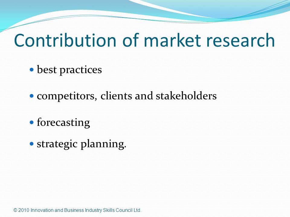 Contribution of market research