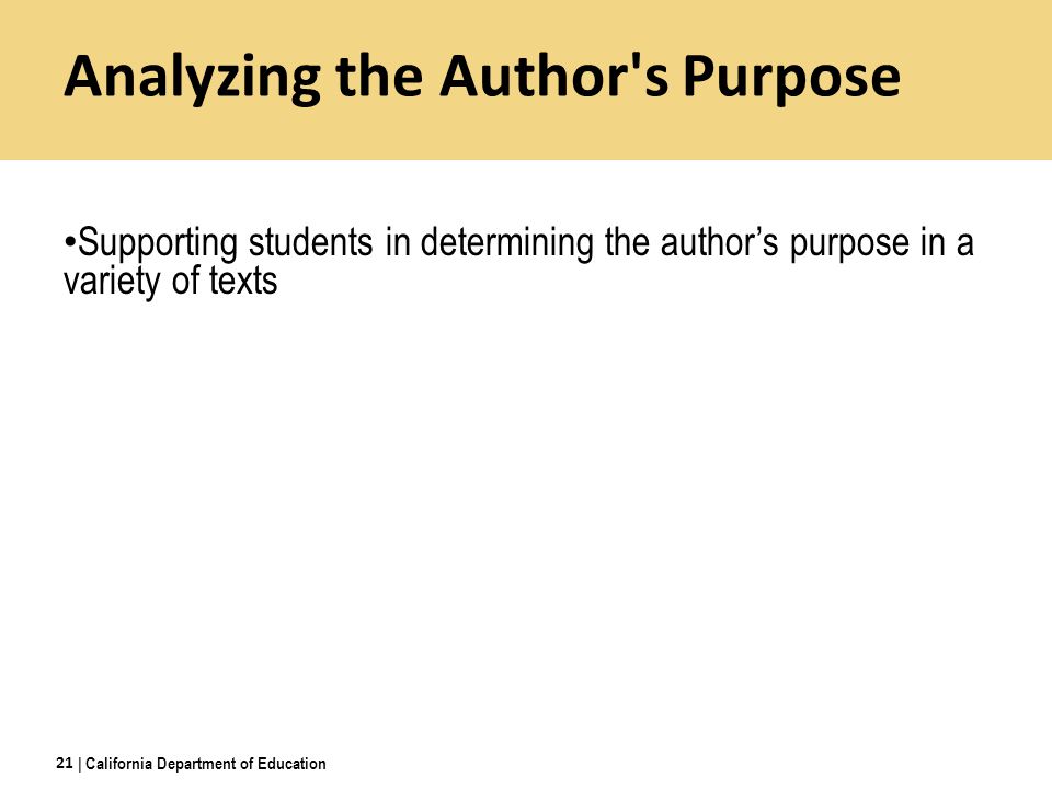Analyzing the Author s Purpose