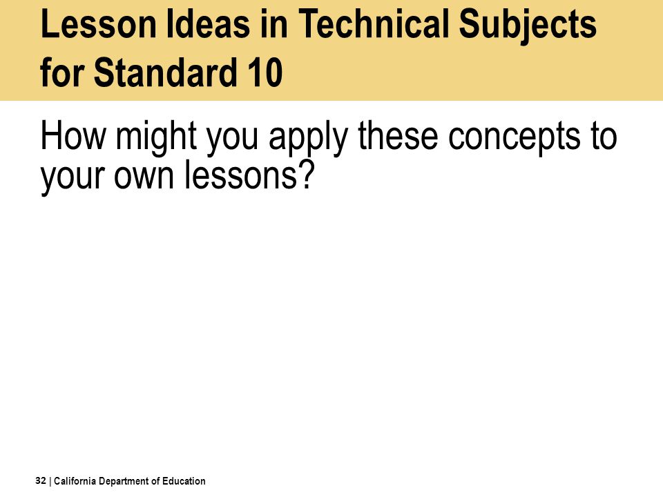Lesson Ideas in Technical Subjects for Standard 10
