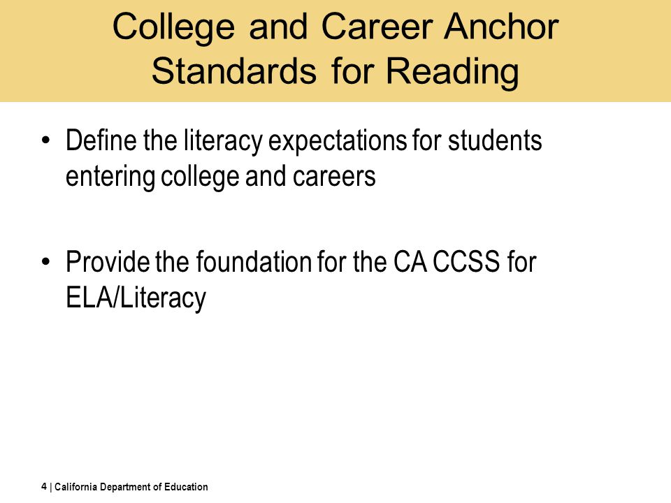 College and Career Anchor Standards for Reading