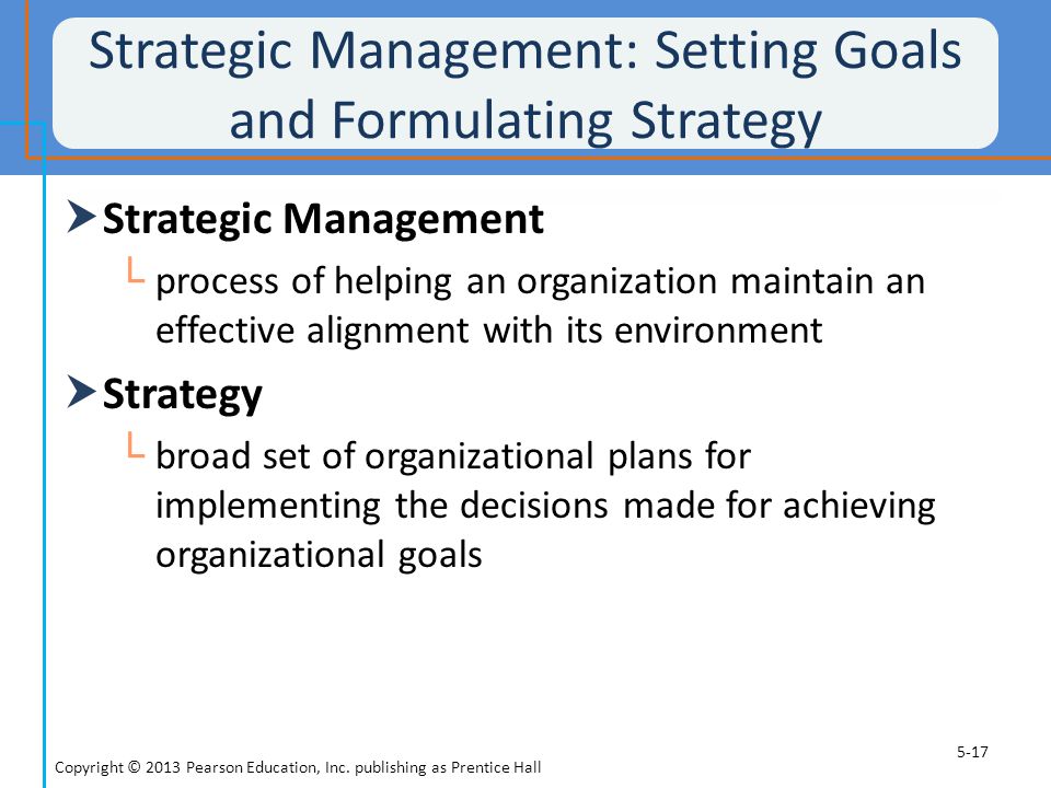 Strategic Management: Setting Goals and Formulating Strategy