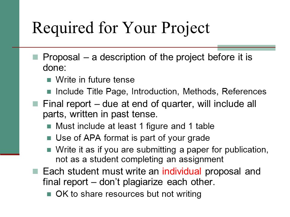 Required for Your Project