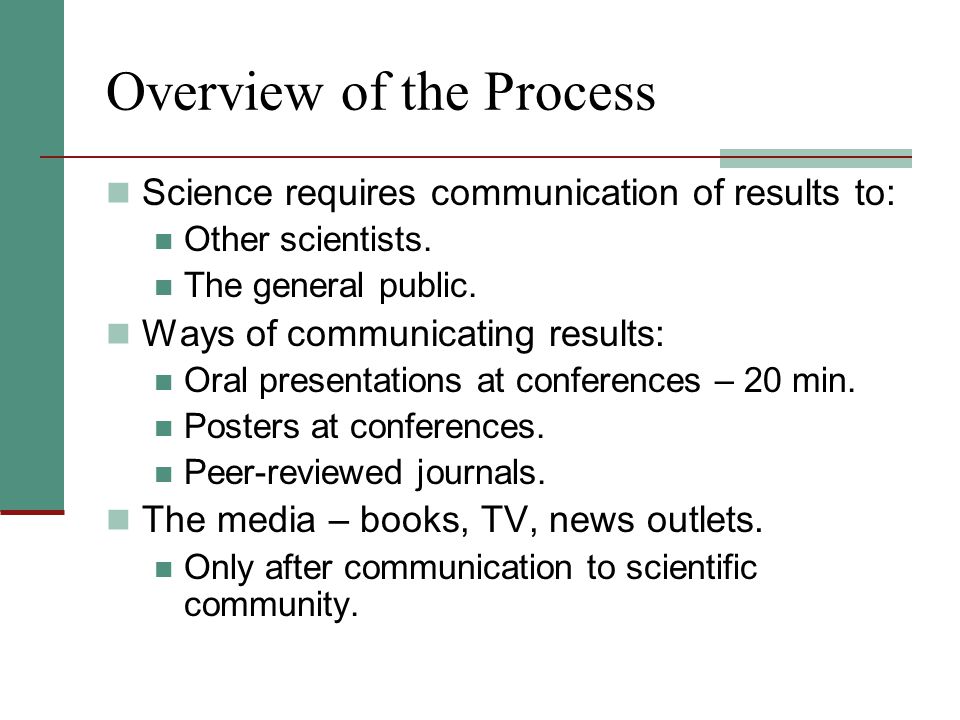 Overview of the Process