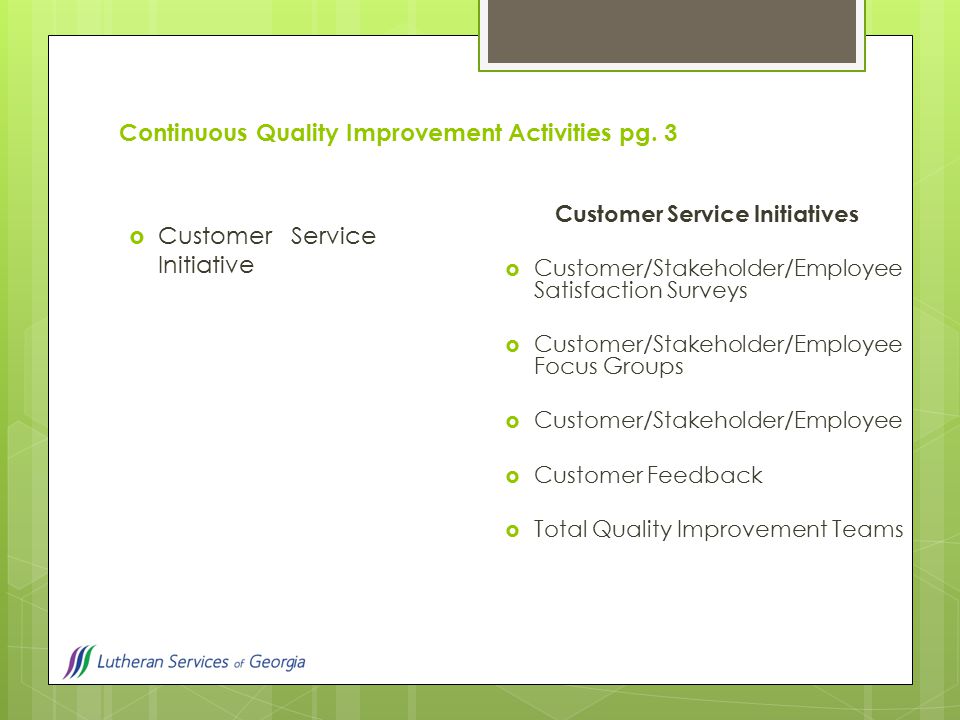 Continuous Quality Improvement Activities pg. 3