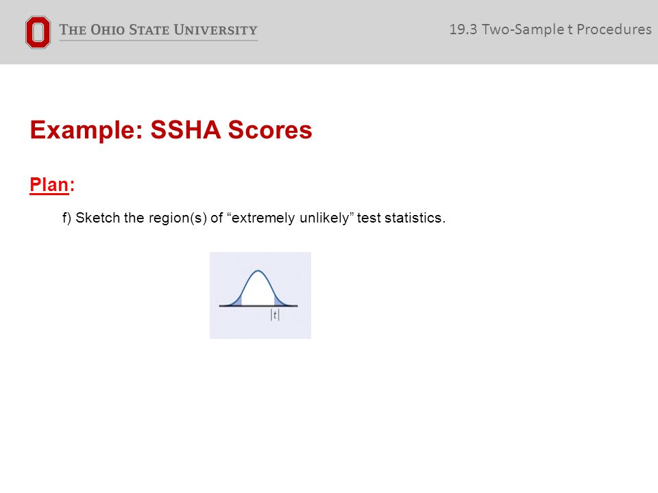 Example: SSHA Scores Plan: 19.3 Two-Sample t Procedures