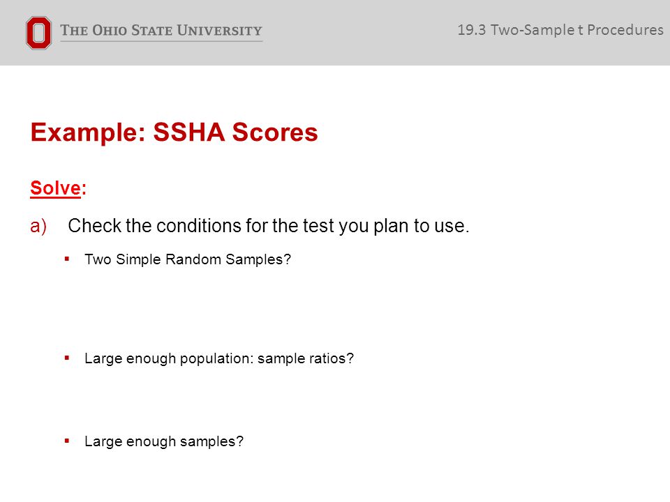 Example: SSHA Scores Solve: