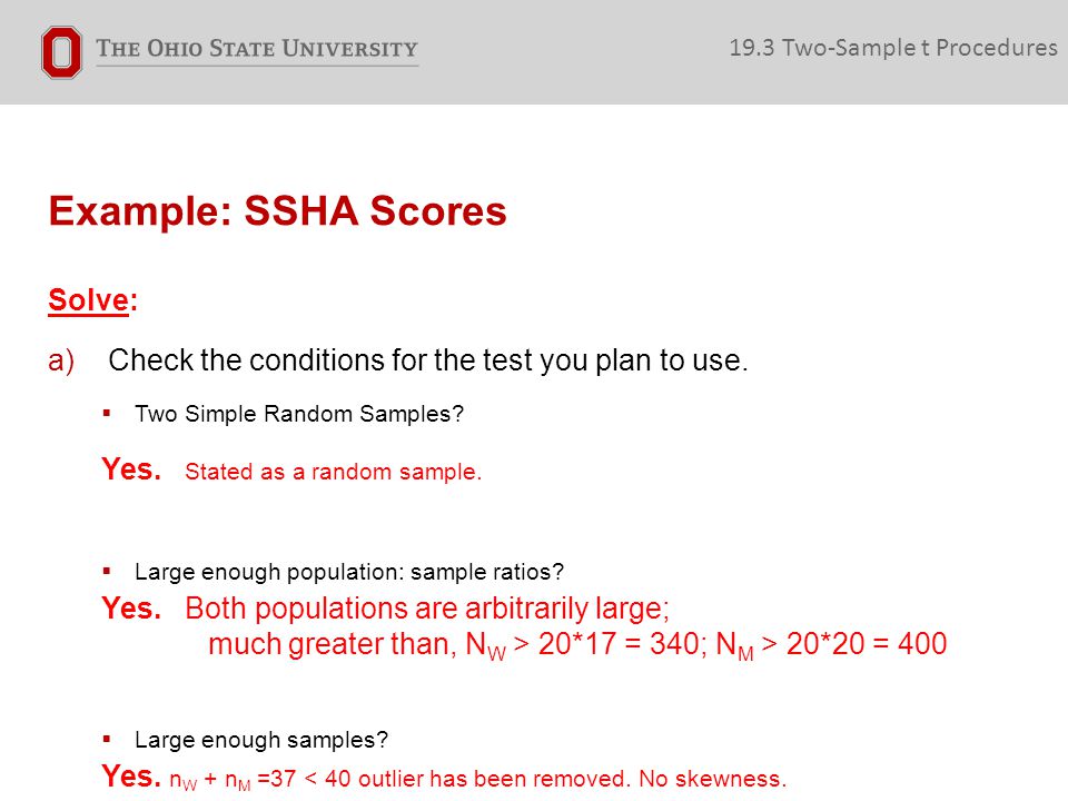 Example: SSHA Scores Solve:
