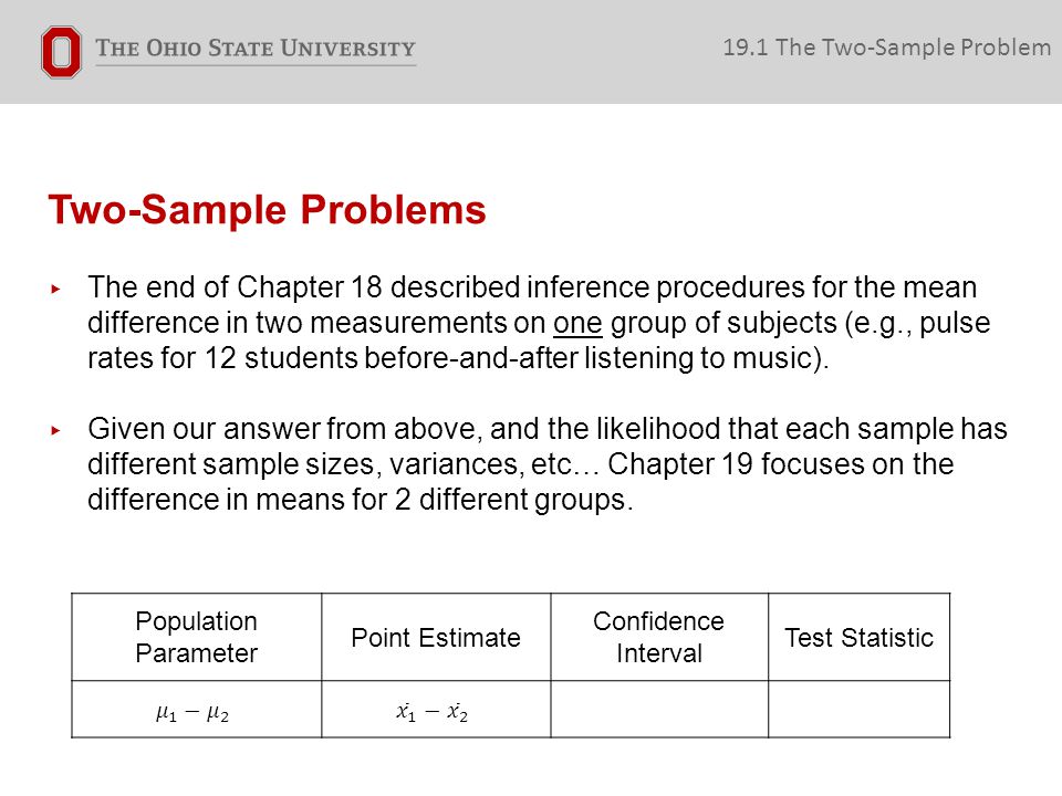 19.1 The Two-Sample Problem