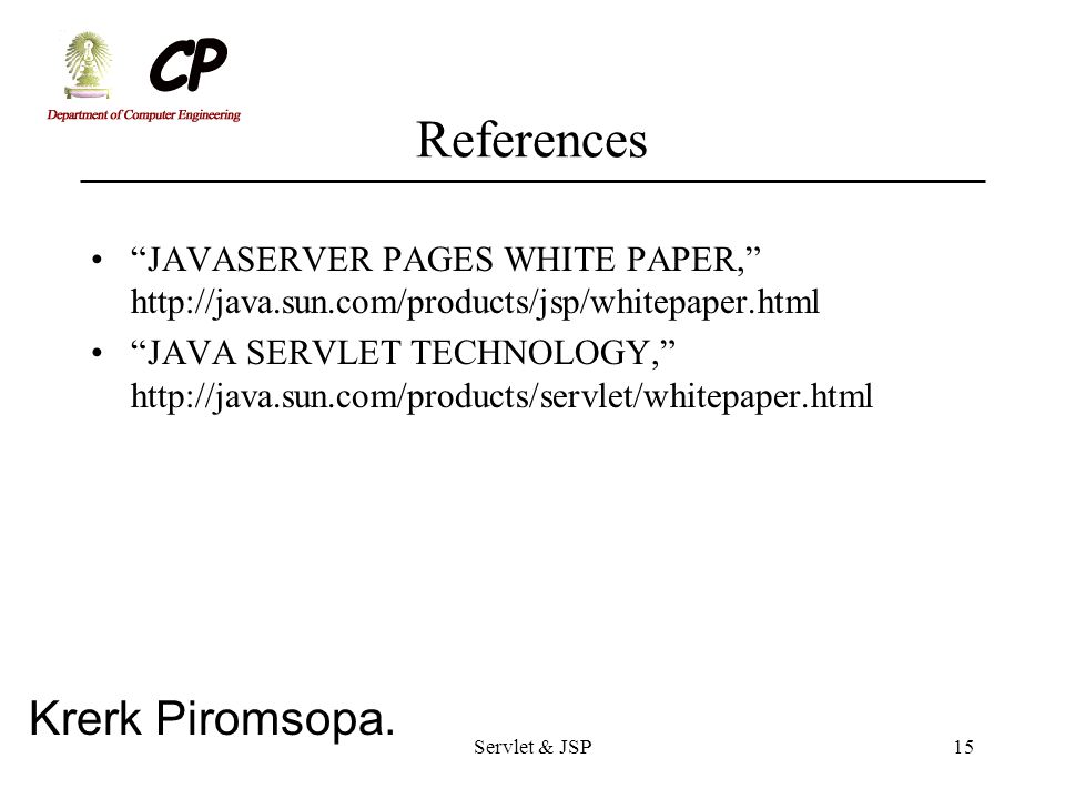 References JAVASERVER PAGES WHITE PAPER,