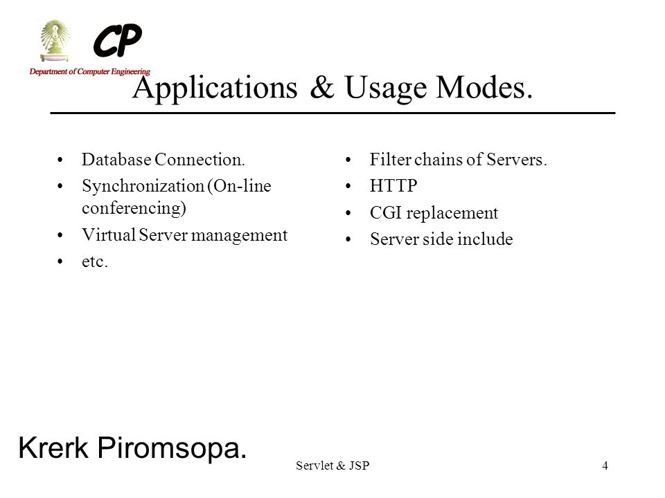 Applications & Usage Modes.