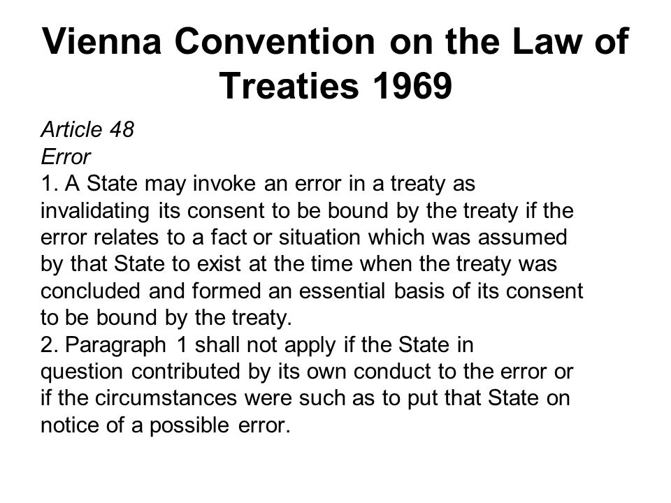 Vienna Convention on the Law of Treaties 1969