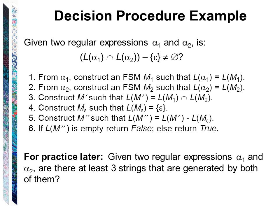 Decision Procedure Example